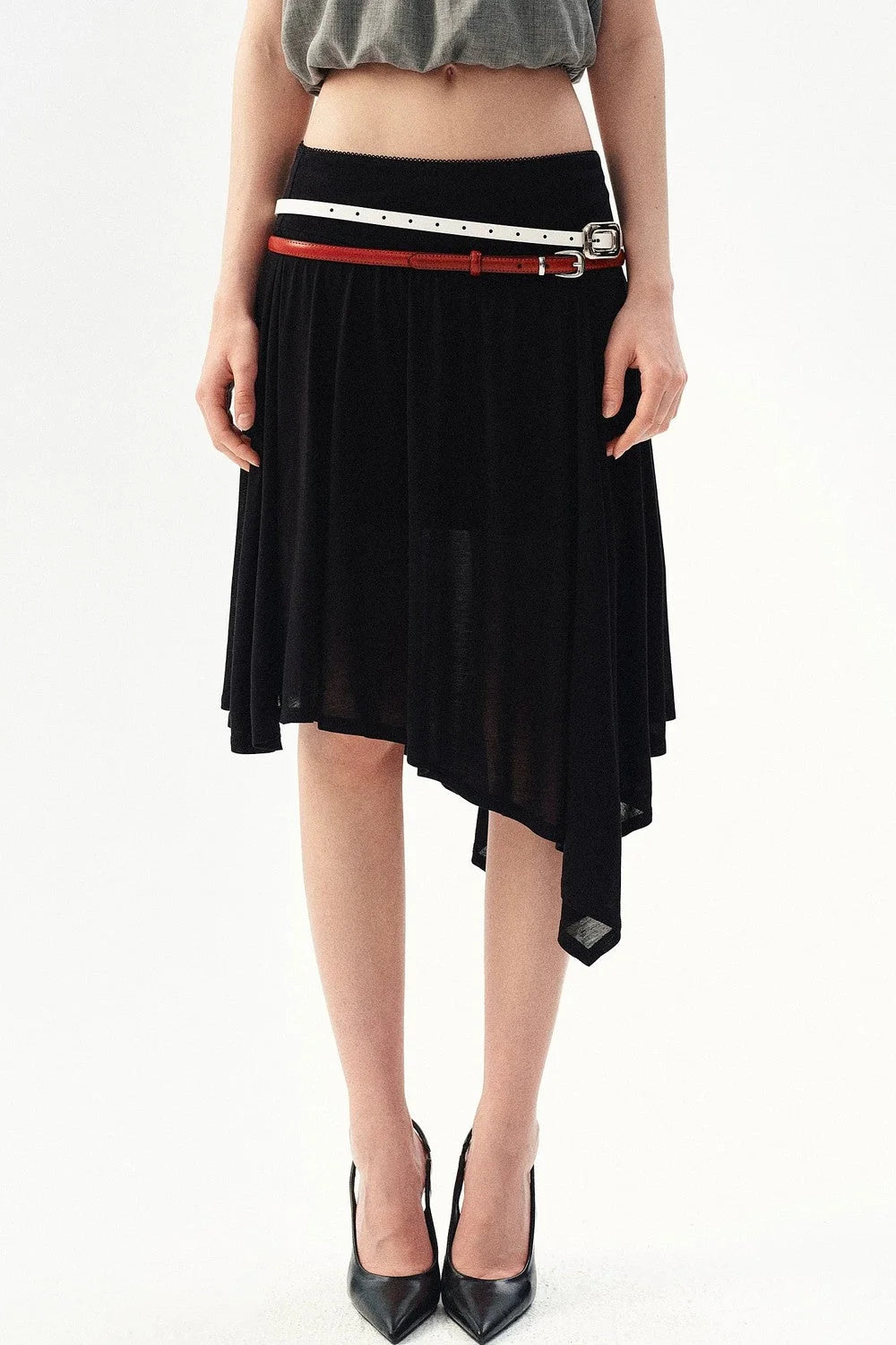 Irregular Mesh Midi Skirt