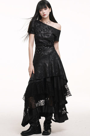 Irregular Off-Shoulder Black Dress