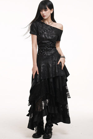Irregular Off-Shoulder Black Dress