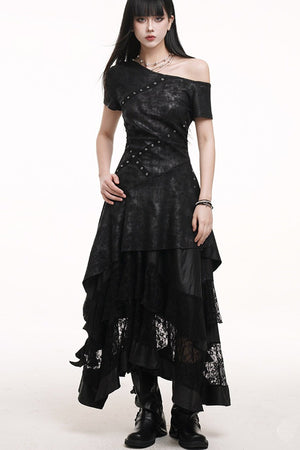 Irregular Off-Shoulder Black Dress