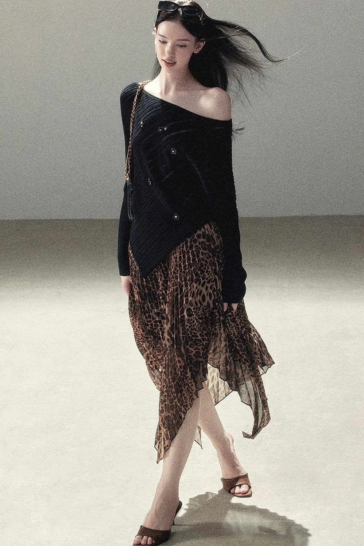 Irregular Off-Shoulder Hollow Blouse