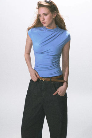 Irregular Pleated Knit Top