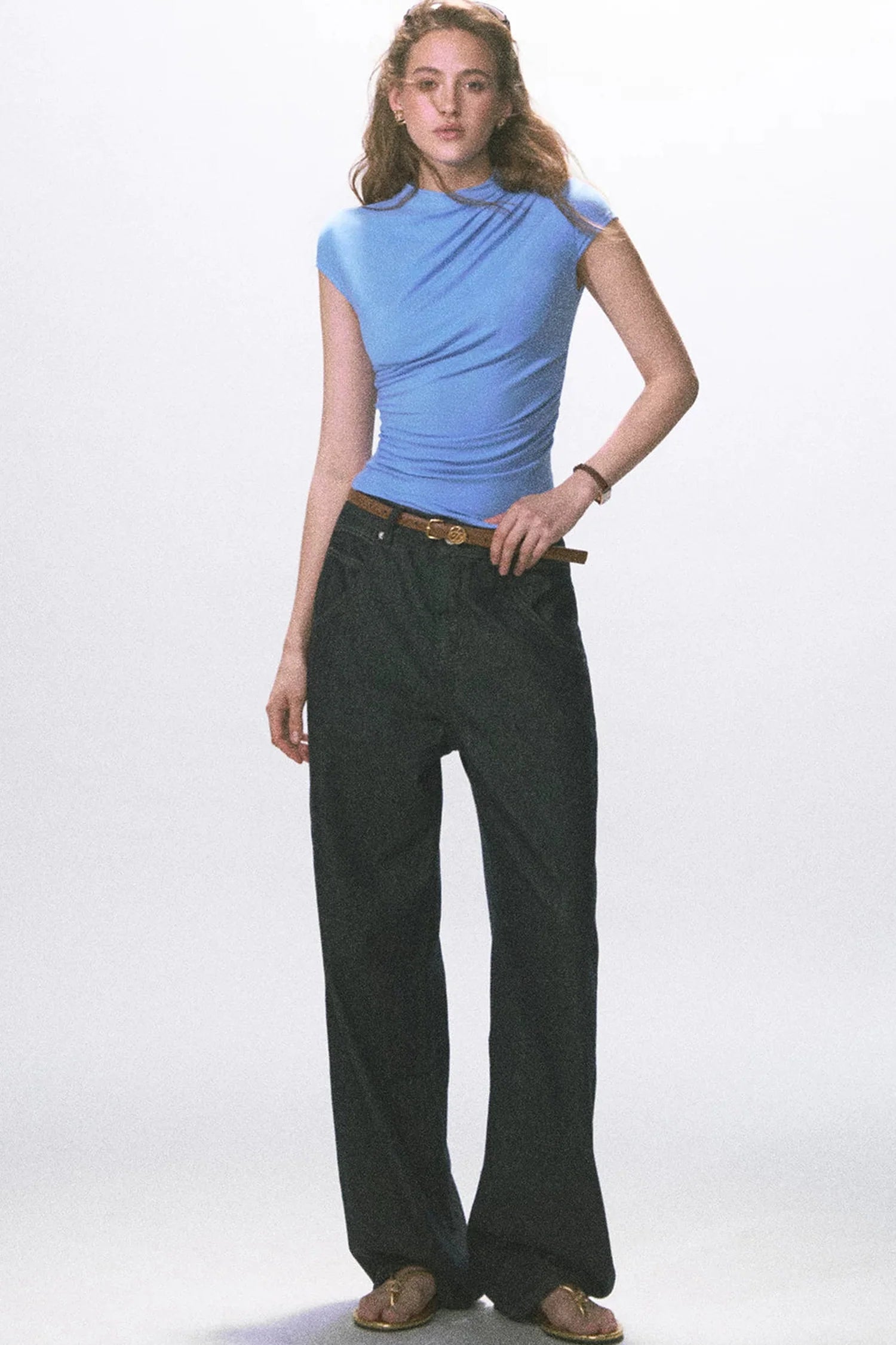 Irregular Pleated Knit Top