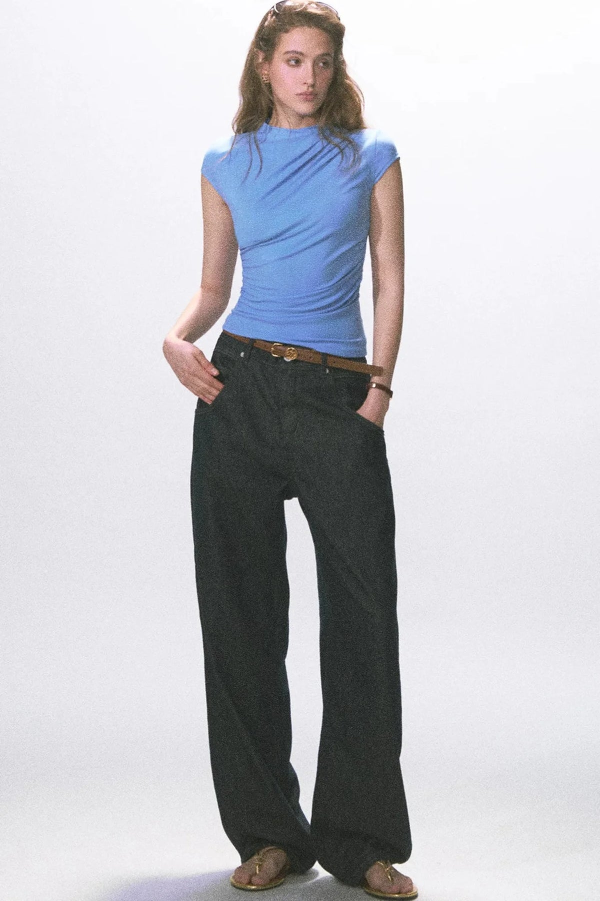 Irregular Pleated Knit Top
