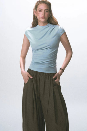 Irregular Pleated Knit Top