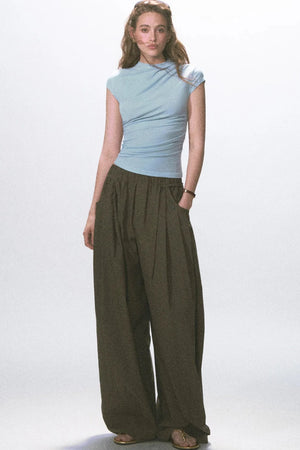 Irregular Pleated Knit Top