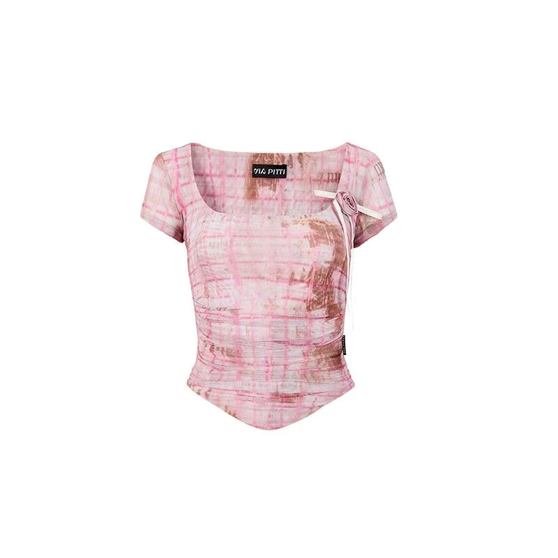Irregular Pleated Short Sleeve T-Shirt
