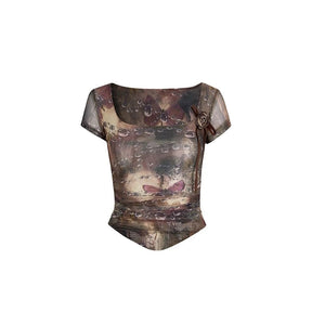 Irregular Pleated Short Sleeve T-Shirt