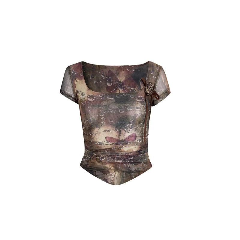 Irregular Pleated Short Sleeve T-Shirt