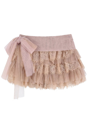 Irregular Ruffle Chiffon Camisole and Tulle Cake Skirt Set-Up