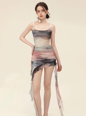 Irregular Ruffle Lace Design Dress