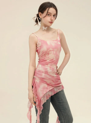 Irregular Ruffle Lace Design Dress