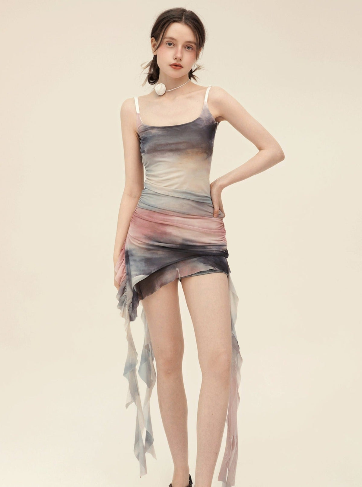 Irregular Ruffle Lace Design Dress