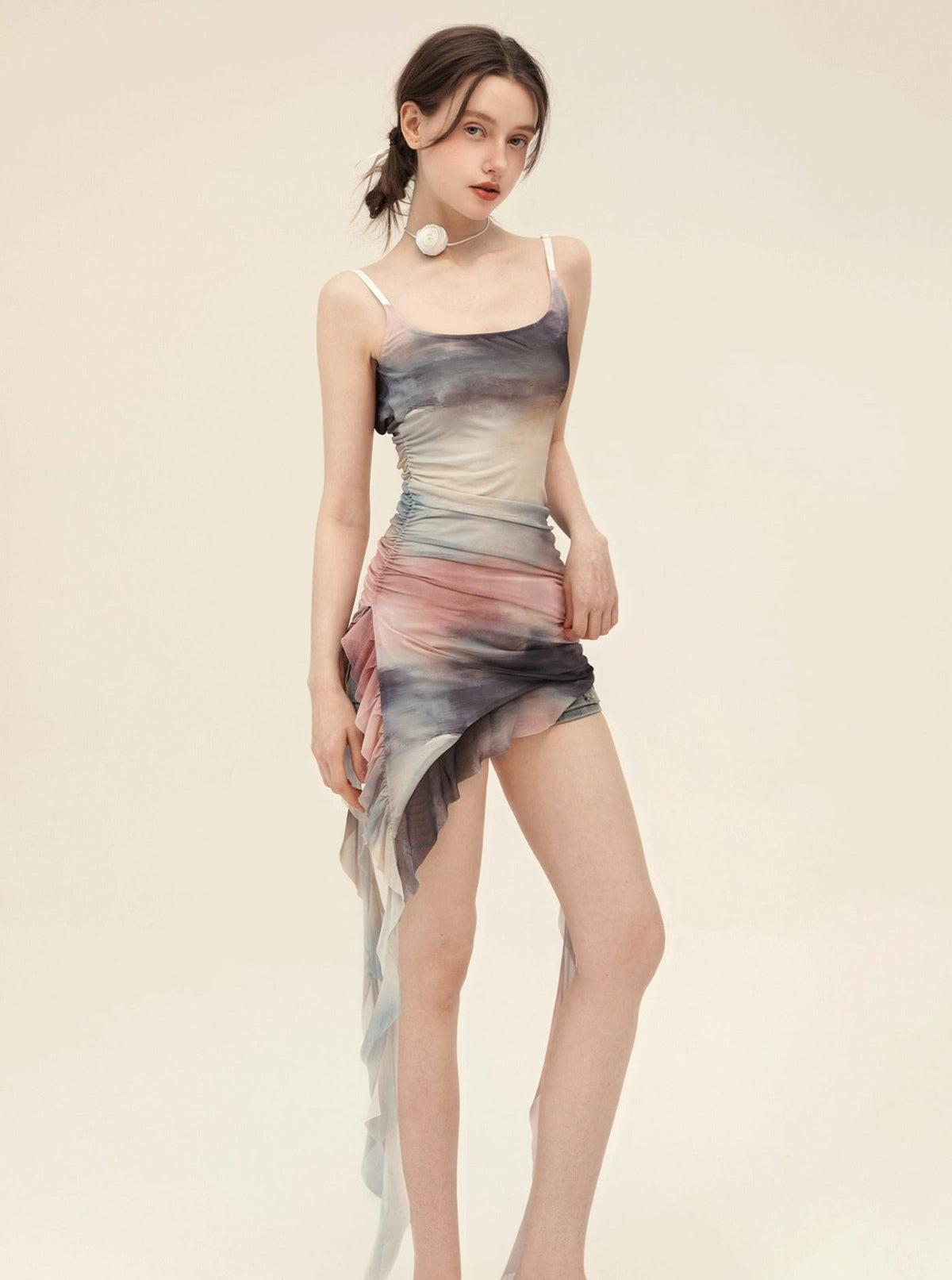 Irregular Ruffle Lace Design Dress