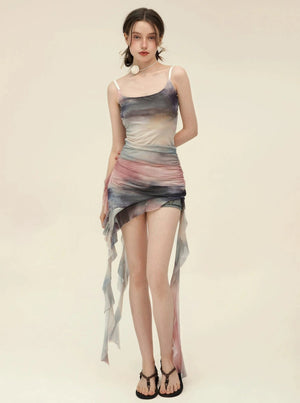 Irregular Ruffle Lace Design Dress