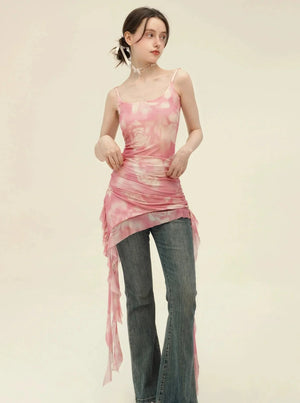 Irregular Ruffle Lace Design Dress
