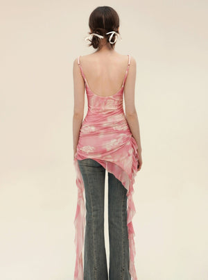 Irregular Ruffle Lace Design Dress