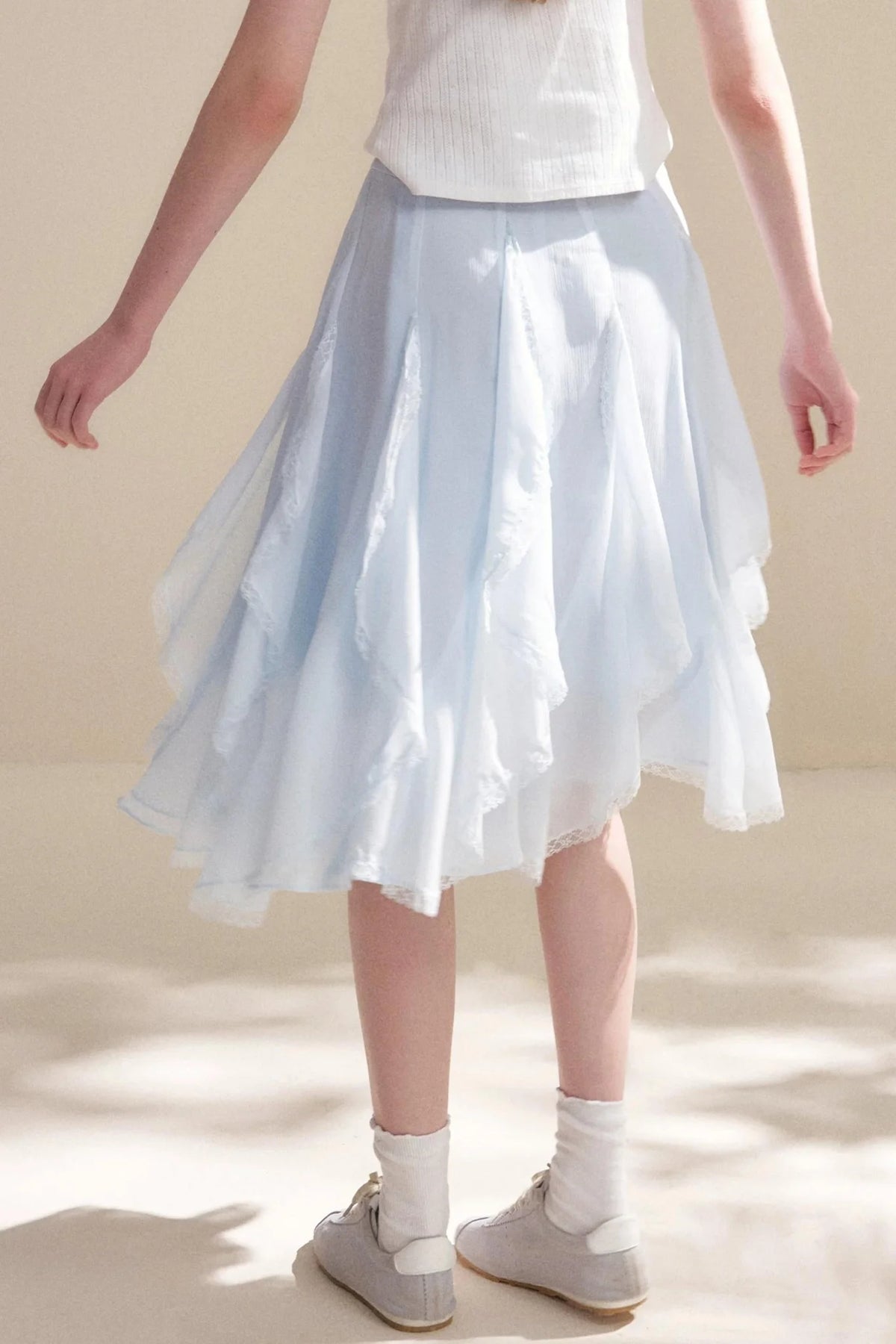 Irregular Ruffle Lace Skirt