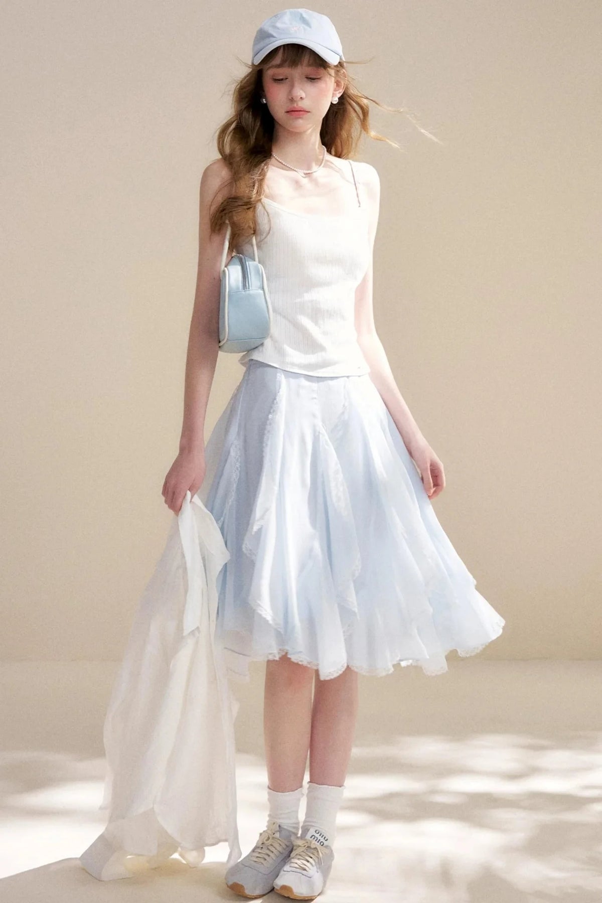 Irregular Ruffle Lace Skirt