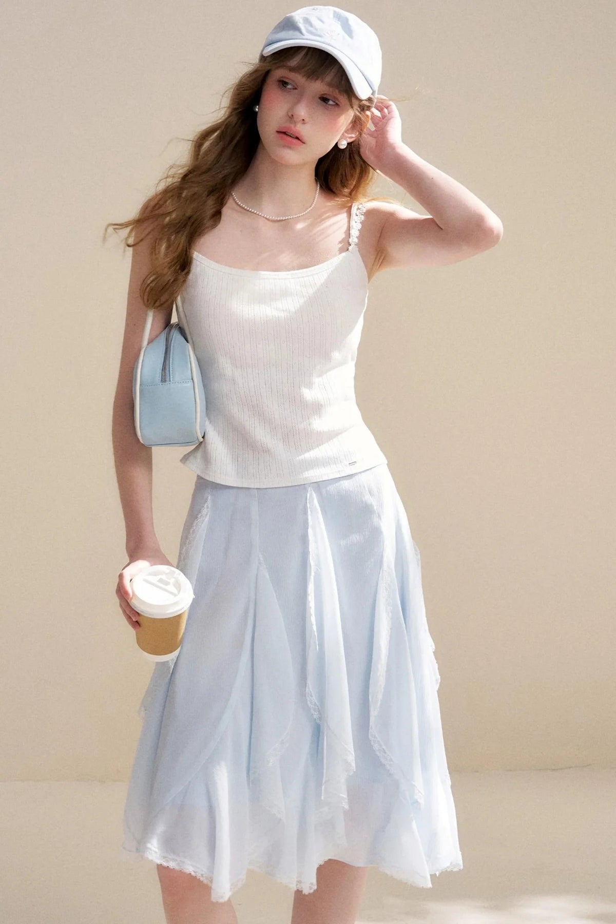 Irregular Ruffle Lace Skirt