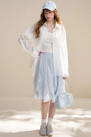 Irregular Ruffle Lace Skirt
