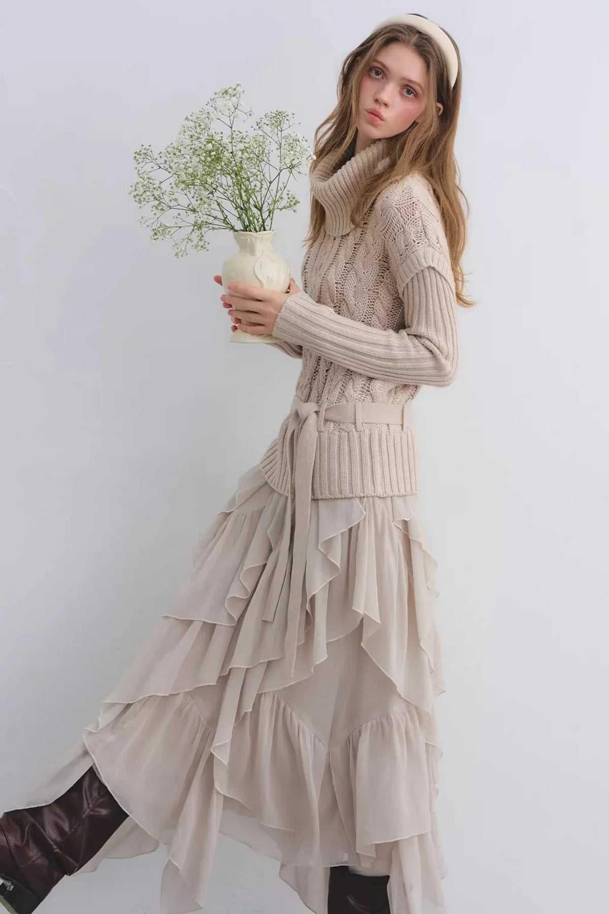 Irregular Ruffled Chiffon Skirt