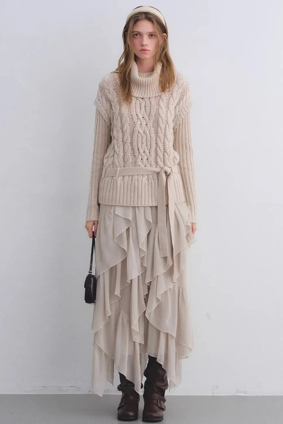 Irregular Ruffled Chiffon Skirt