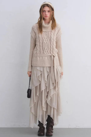 Irregular Ruffled Chiffon Skirt