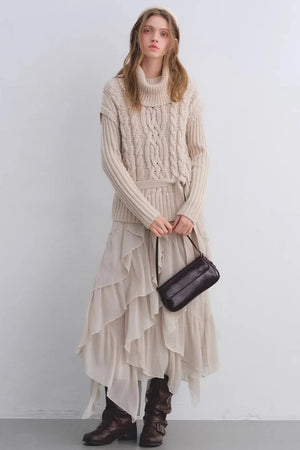 Irregular Ruffled Chiffon Skirt