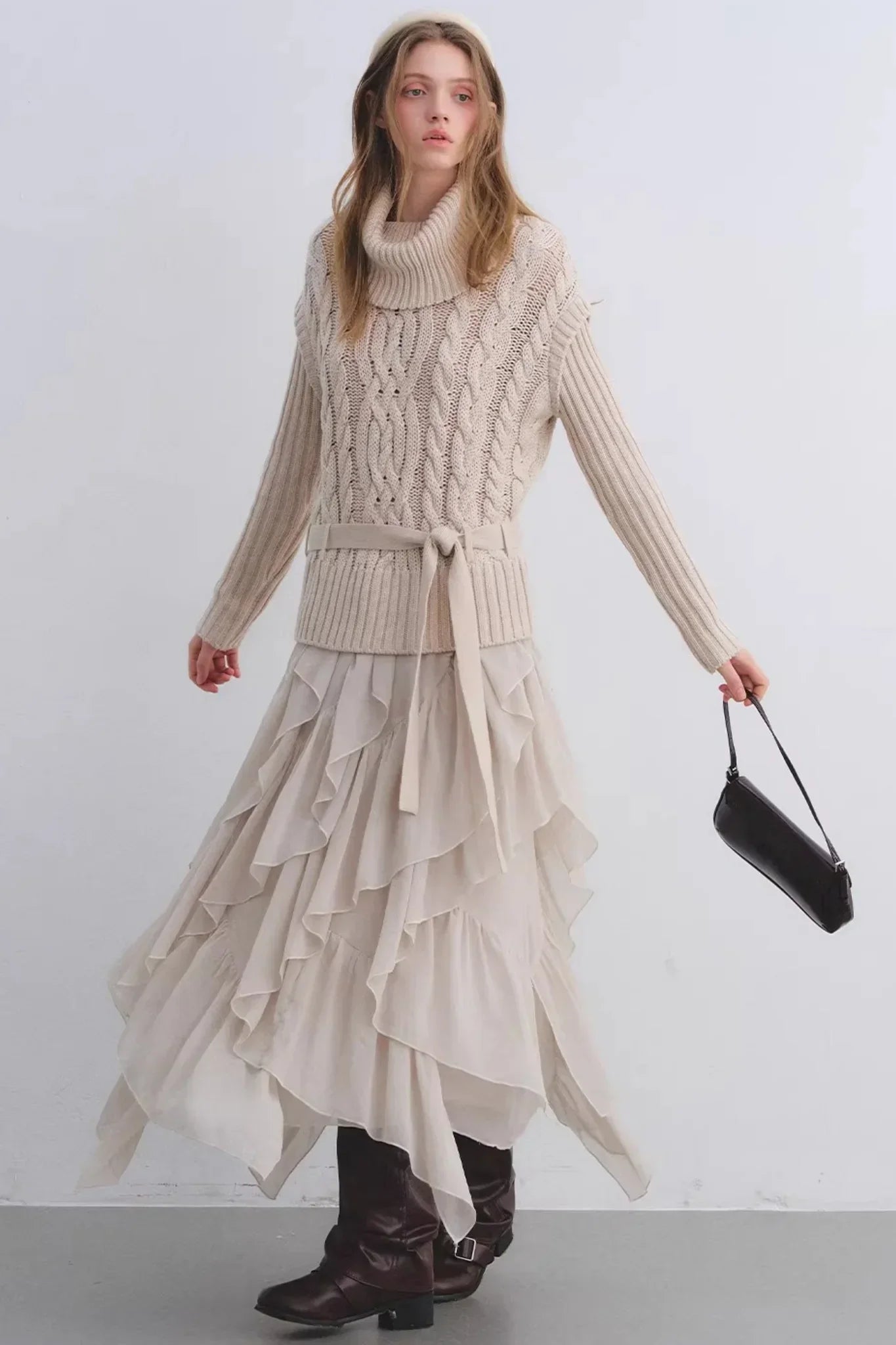 Irregular Ruffled Chiffon Skirt
