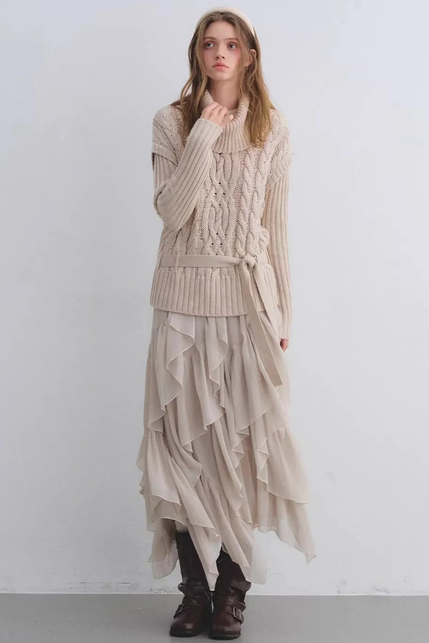 Irregular Ruffled Chiffon Skirt