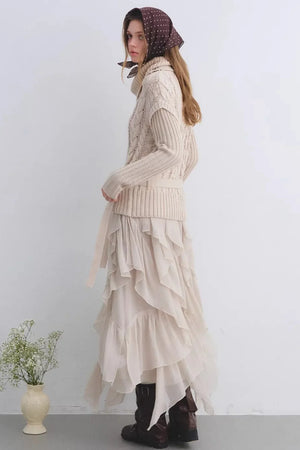 Irregular Ruffled Chiffon Skirt