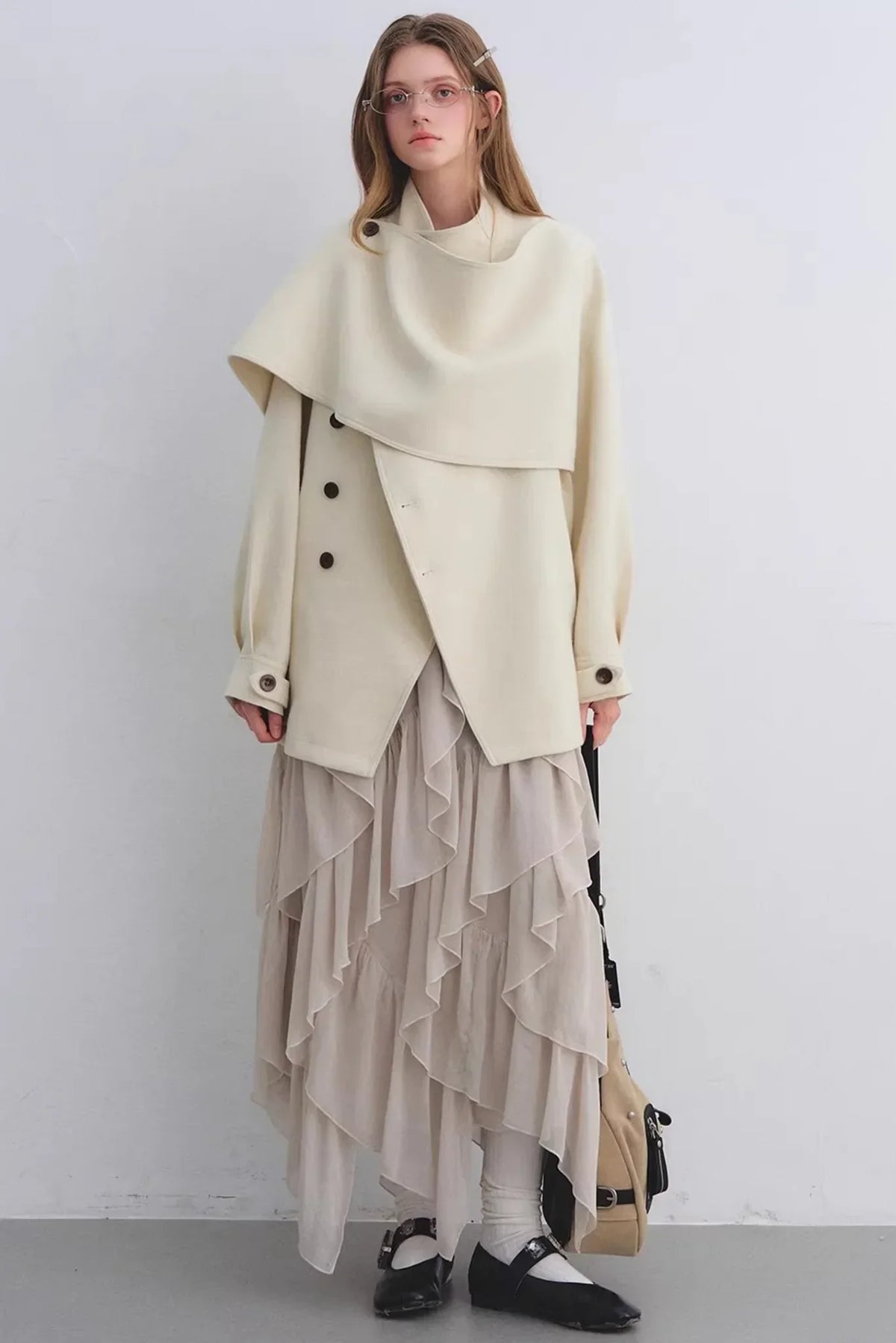 Irregular Ruffled Chiffon Skirt