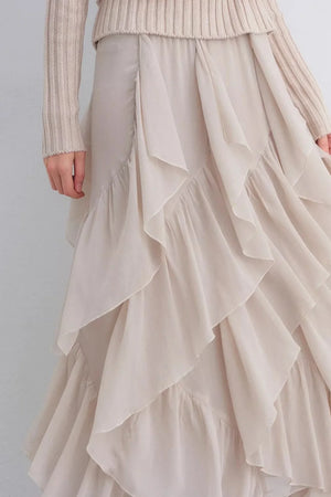 Irregular Ruffled Chiffon Skirt
