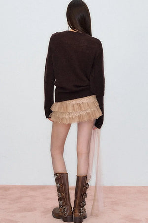 Irregular Shawl Collar Wool Sweater