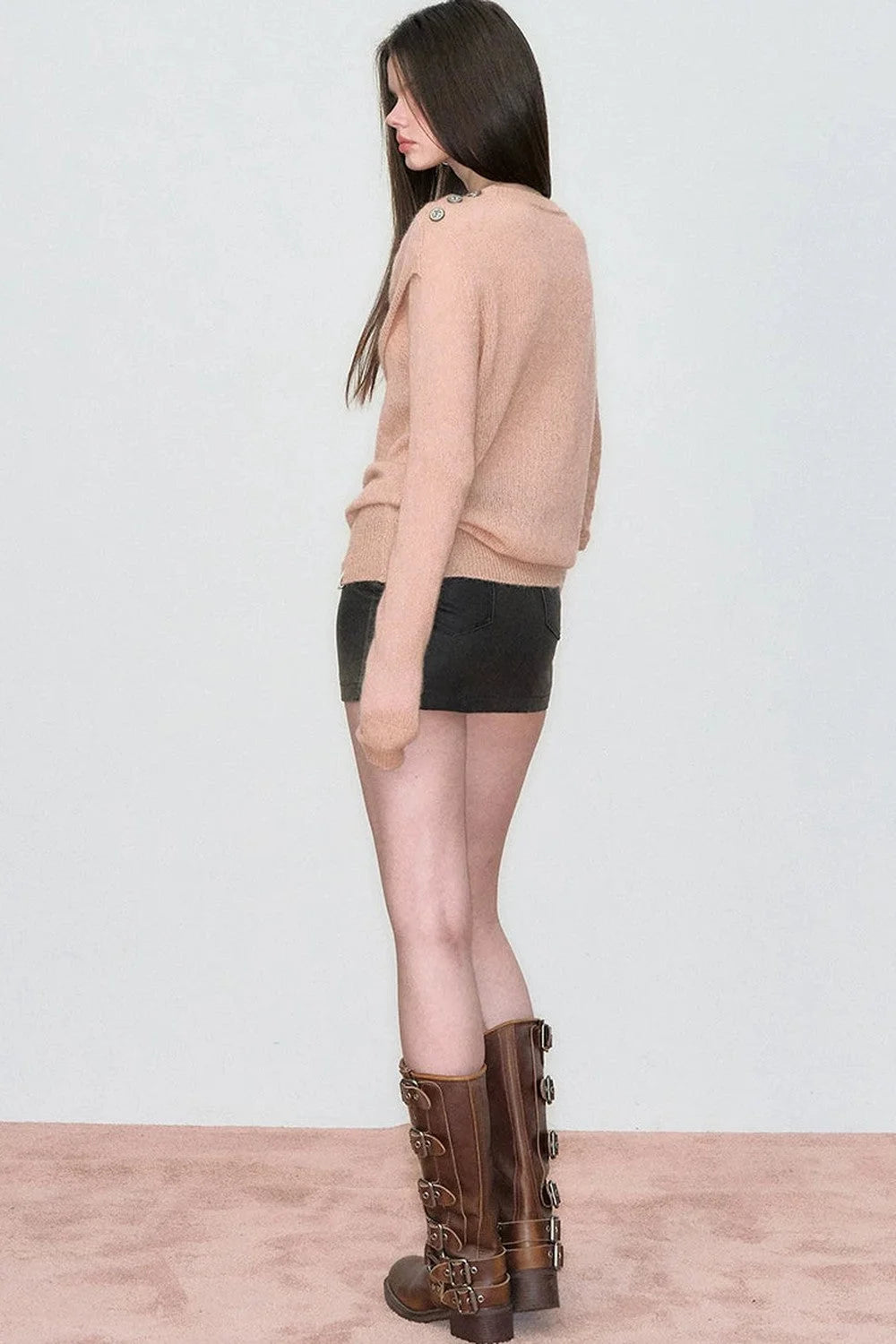 Irregular Shawl Collar Wool Sweater