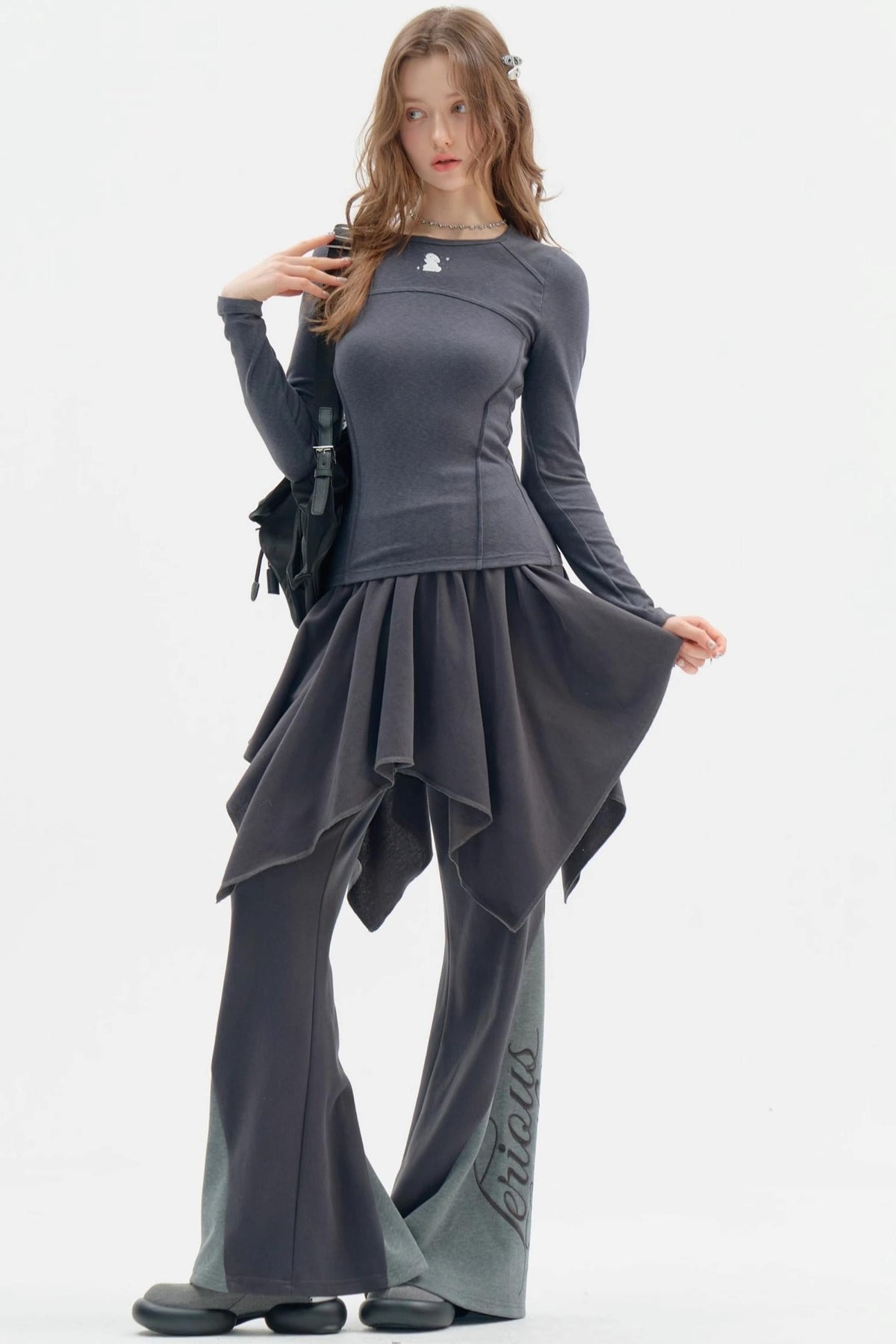 Irregular Skirt Casual Trousers Set-Up