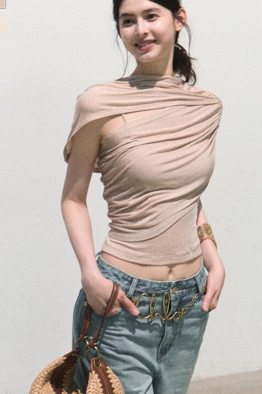 Irregular Stretch Knit Top Set