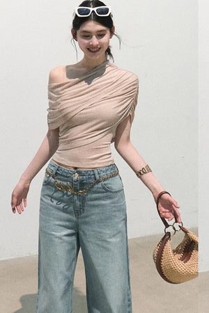 Irregular Stretch Knit Top Set