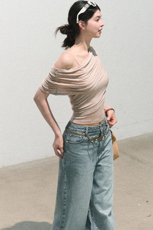 Irregular Stretch Knit Top Set