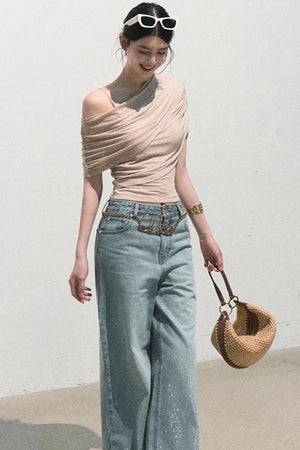 Irregular Stretch Knit Top Set