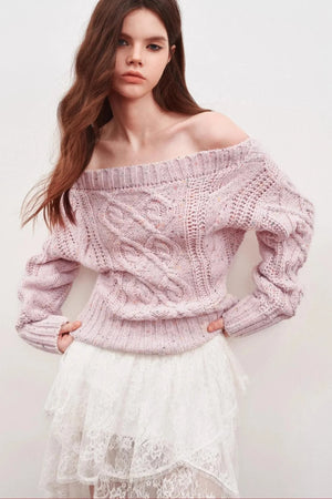 Irregular Striped One-Shoulder Sweater