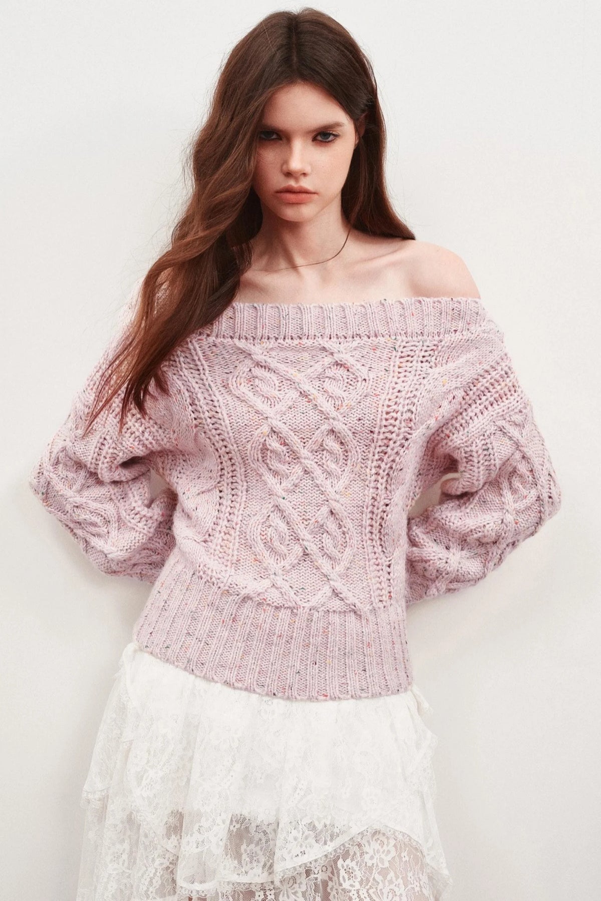 Irregular Striped One-Shoulder Sweater