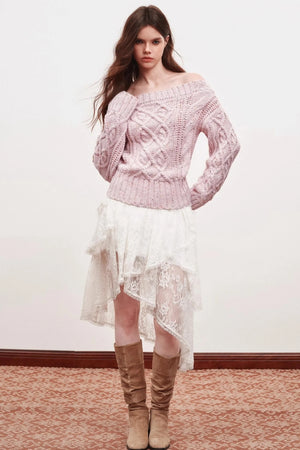 Irregular Striped One-Shoulder Sweater