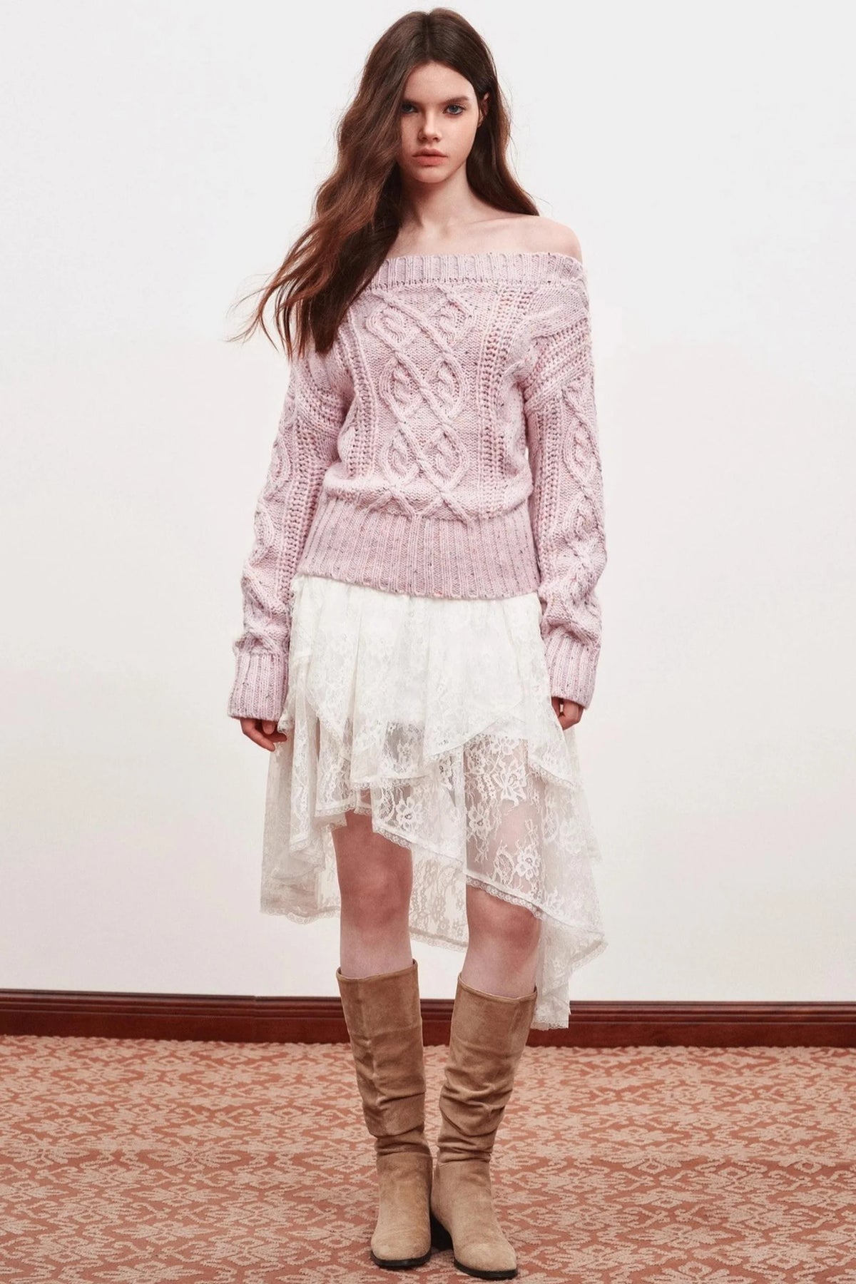 Irregular Striped One-Shoulder Sweater