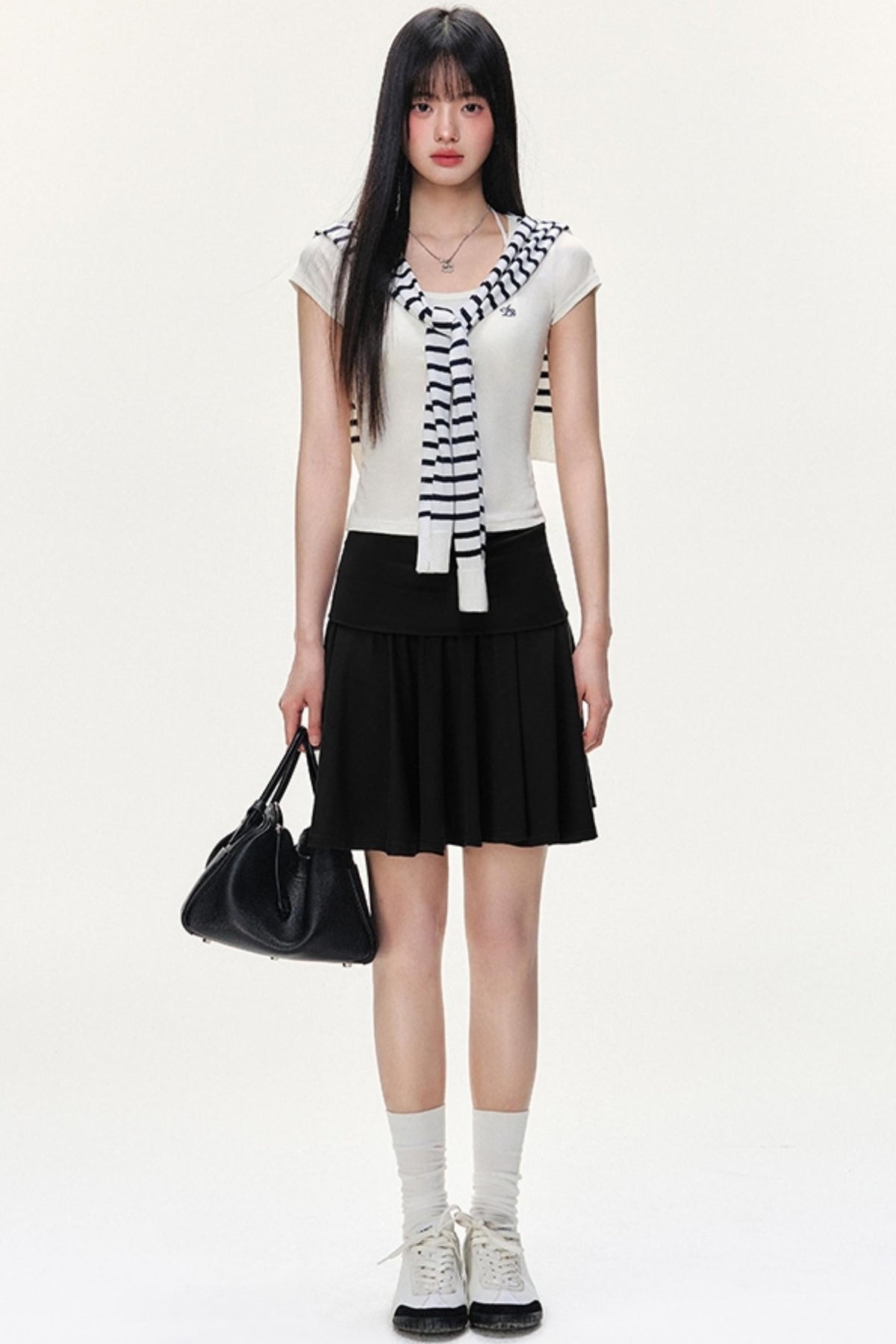 Irregular Striped Tencel Skirt