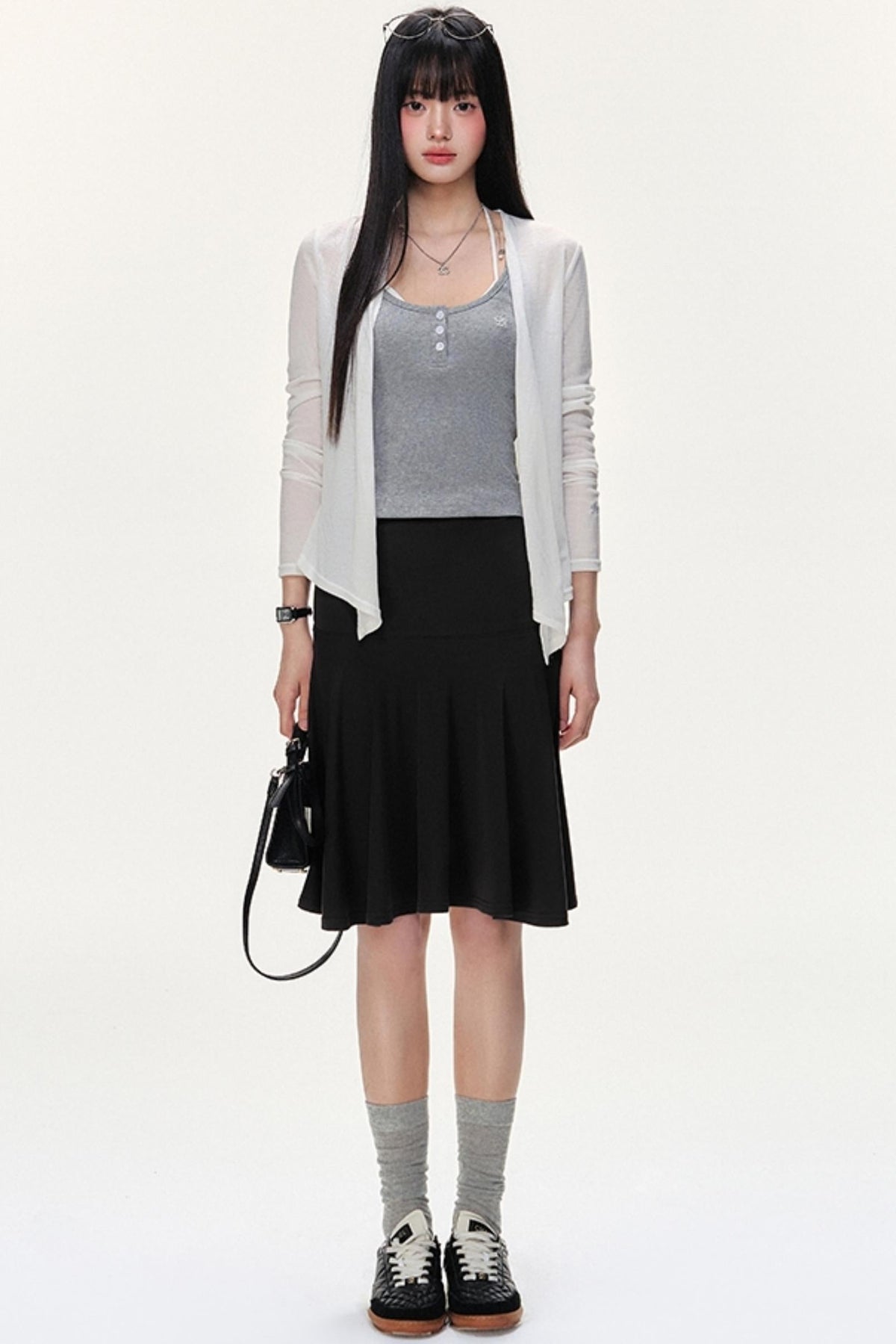 Irregular Striped Tencel Skirt