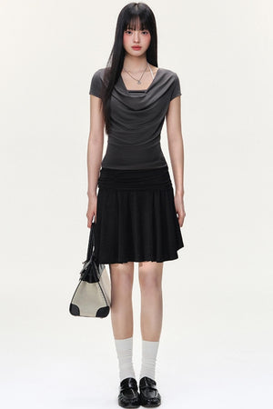 Irregular Striped Tencel Skirt