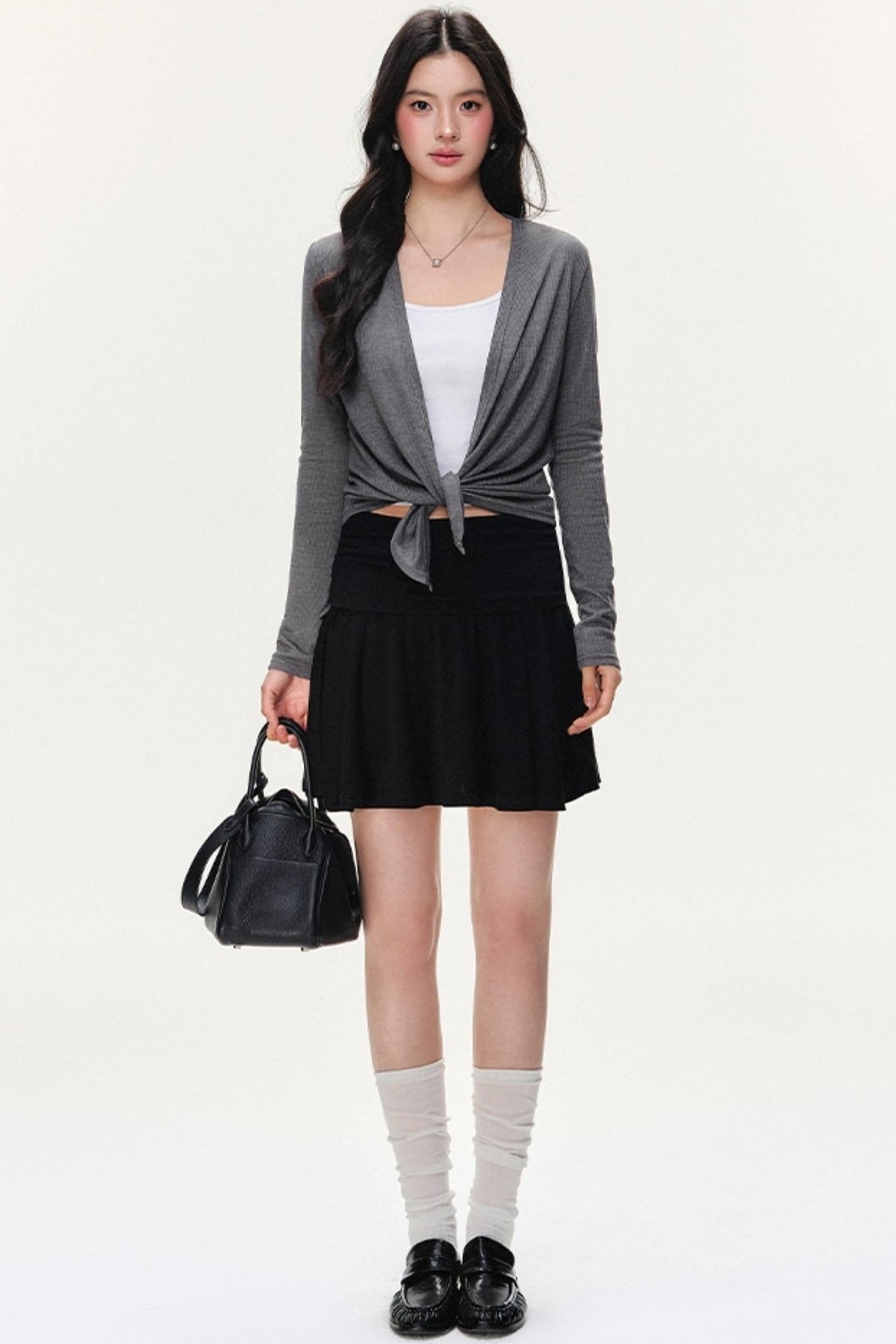 Irregular Striped Tencel Skirt