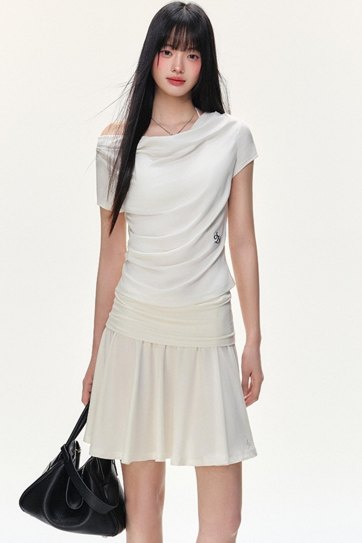 Irregular Striped Tencel Skirt